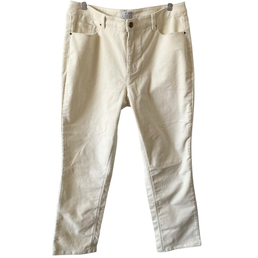 JOAN RIVERS NWOT Five Pocket Corduroy Pants Size 12 Ivory Straight Leg Stretch